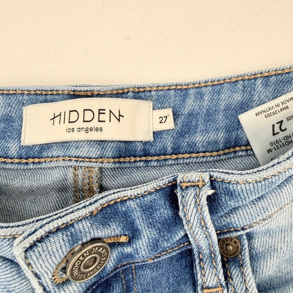 Hidden Jeans High Rise Flare Stretch Denim Size 27 Light Blue Good Condition - Picture 3 of 11